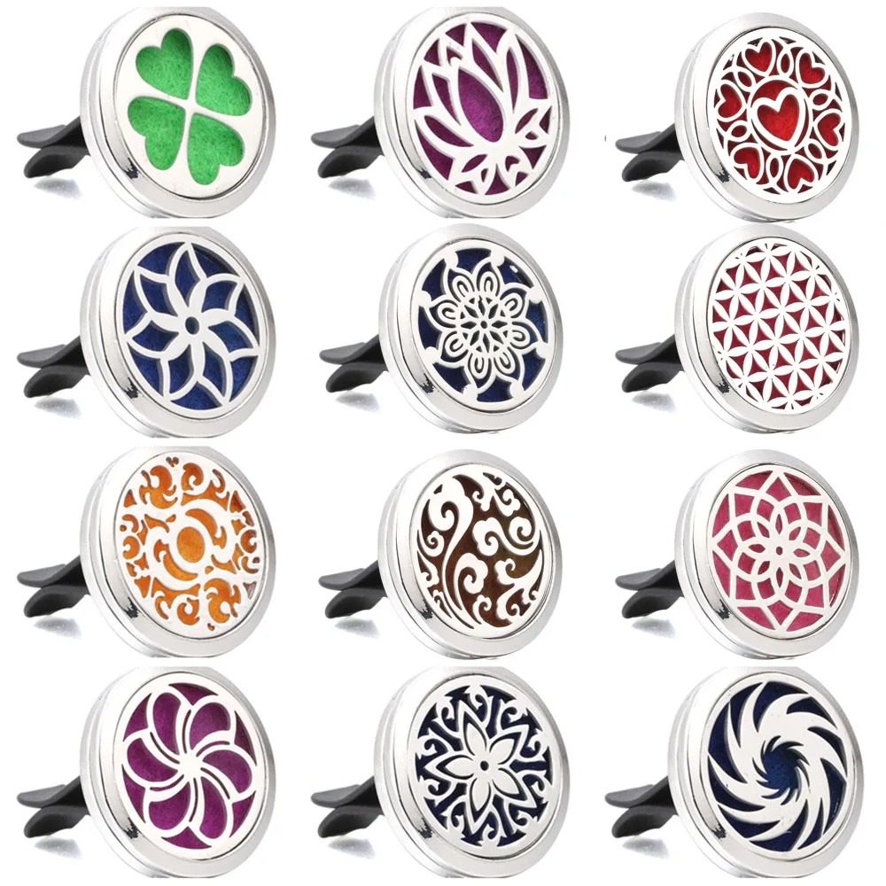 Aromatherapy Jewelry 30mm Flower Stainless Steel Car Air Freshener Perfume Essential Oil Diffuser Locket Random Send 1pcs Pad | Украшения и