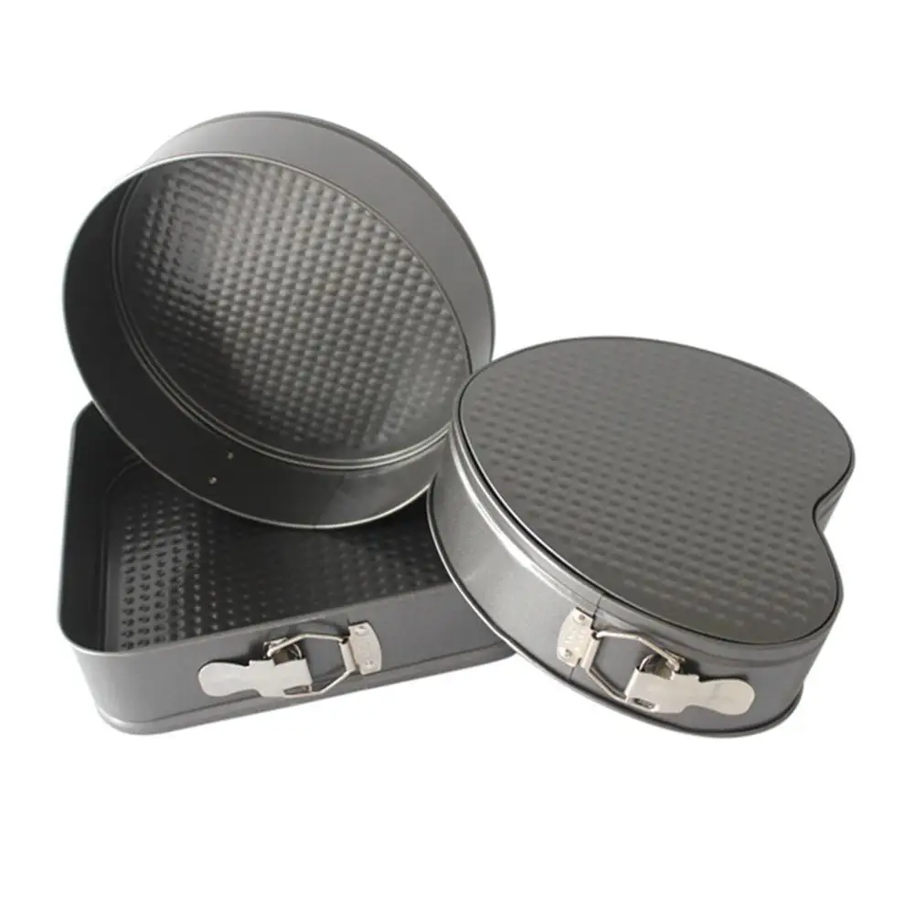 

3Pcs Square Round Heart Shape Pan Carbon Steel Mold Non-stick Removable Bottom Cake Pan DIY Baking Mold