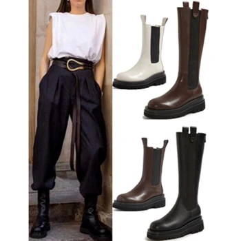 

Siddons Autumn New Sewing Design Women Ankle Boots Round Toe Leather Casual Ladies Winter Shoes Slip On Female Motorcycle Boots