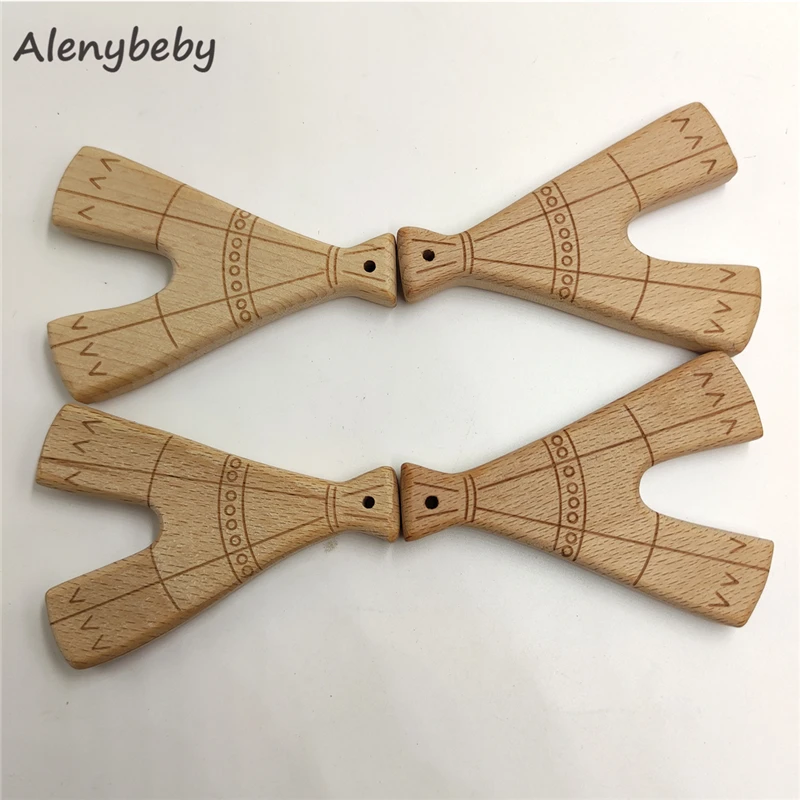 나무 Teether 자연 동물 타워 모양 젖니가 남 간호 너도밤 나무 를위한 나무 Teether 유기 DIY 목걸이 펜던트 장난감