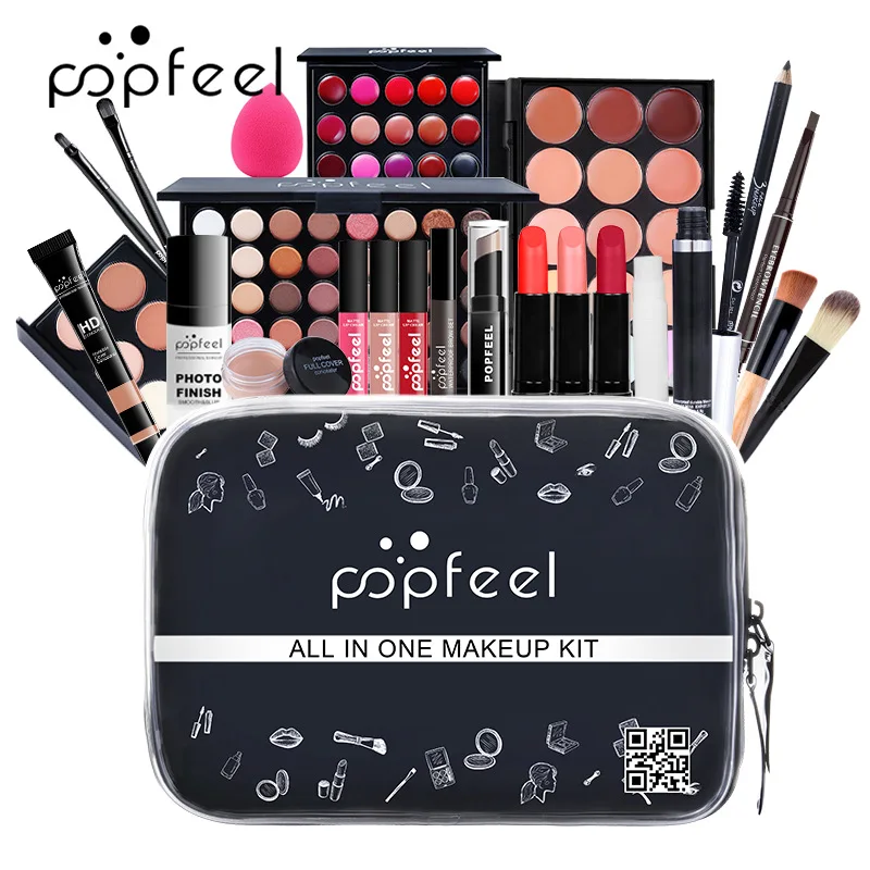 POPFEEL Makeup Kits for Beginners All In One Essential Blend Makeup Kit Profesional Beauty Sets Box Cosmetic Bag