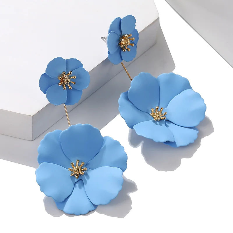 Hf998183e106f4999a66dea929872bb51a - Statement Jewelry Big Acrylic Flower Earrings Blue Pink Earrings New Design Fashion Jewelry Brincos For Women Wedding Gifts