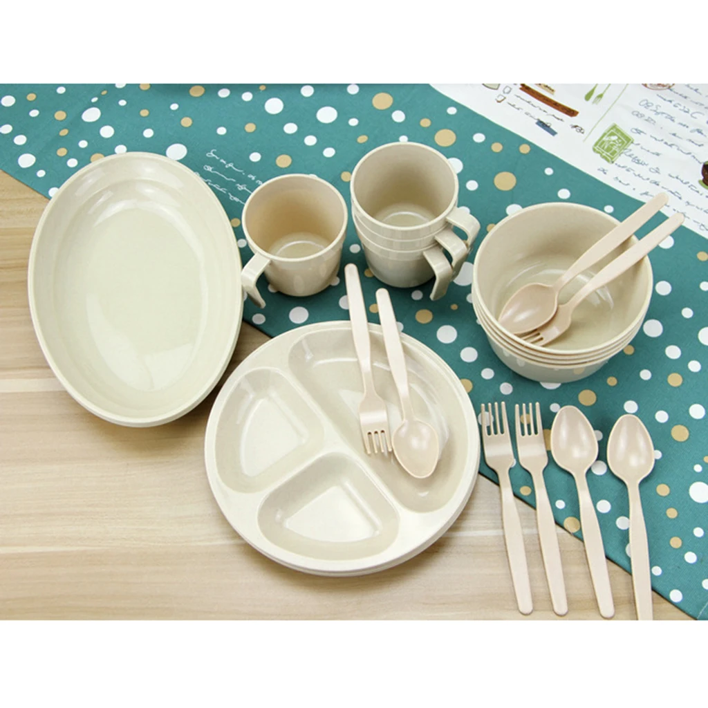 24 Packs Picnic Camping Outdoor Plastic Reusable Tableware Dishes Set 24 Packs Picnic Camping Outdoor Plastic Reusable Tableware Dishes Set
