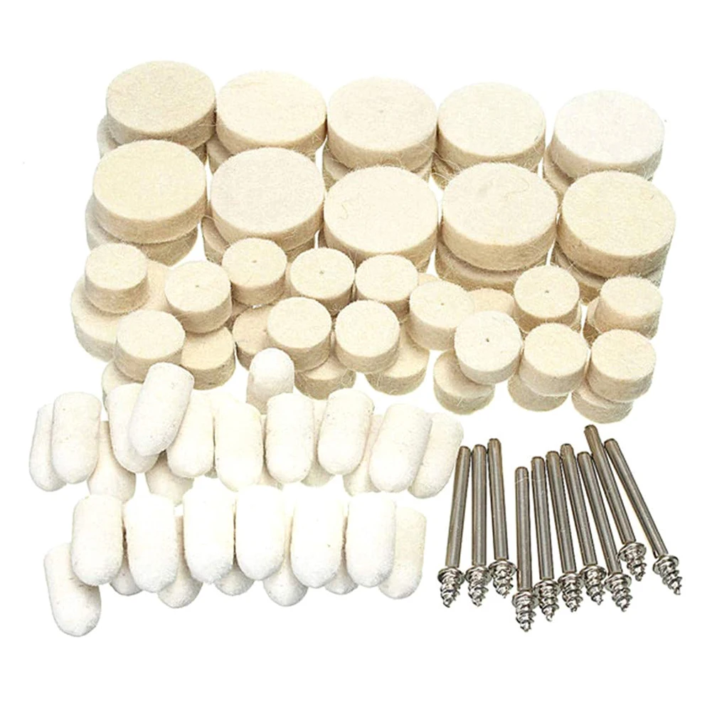 

123pcs Wool Felt Polishing Pad Mounted Mandrel Set Buffing Wheel Mixed Set Accessory For Rotary Tool