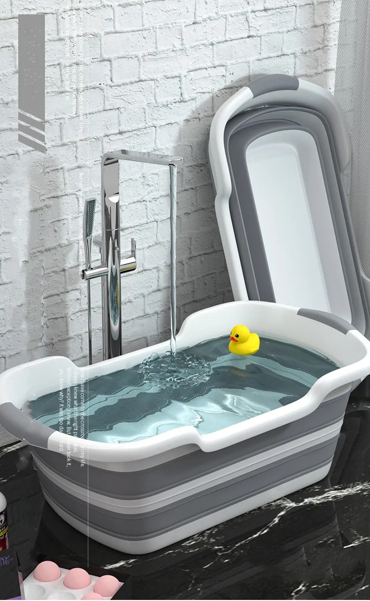 Baby Shower Protable Bath Tub Folding Baby Shower Bathtub W/drain Pet Bath Tubs Safety Security Accessories Storage Basket