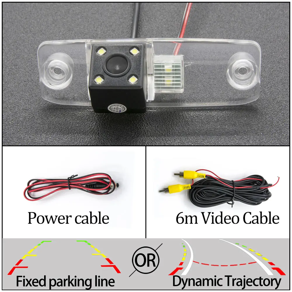 Фиксированная или динамическая траектория Автомобильная камера заднего вида для KIA Ceed Carens/Rondo Mohave Borrego Автомобильная резервная принадлежности для парковки - Название цвета: 4LED Camera Only