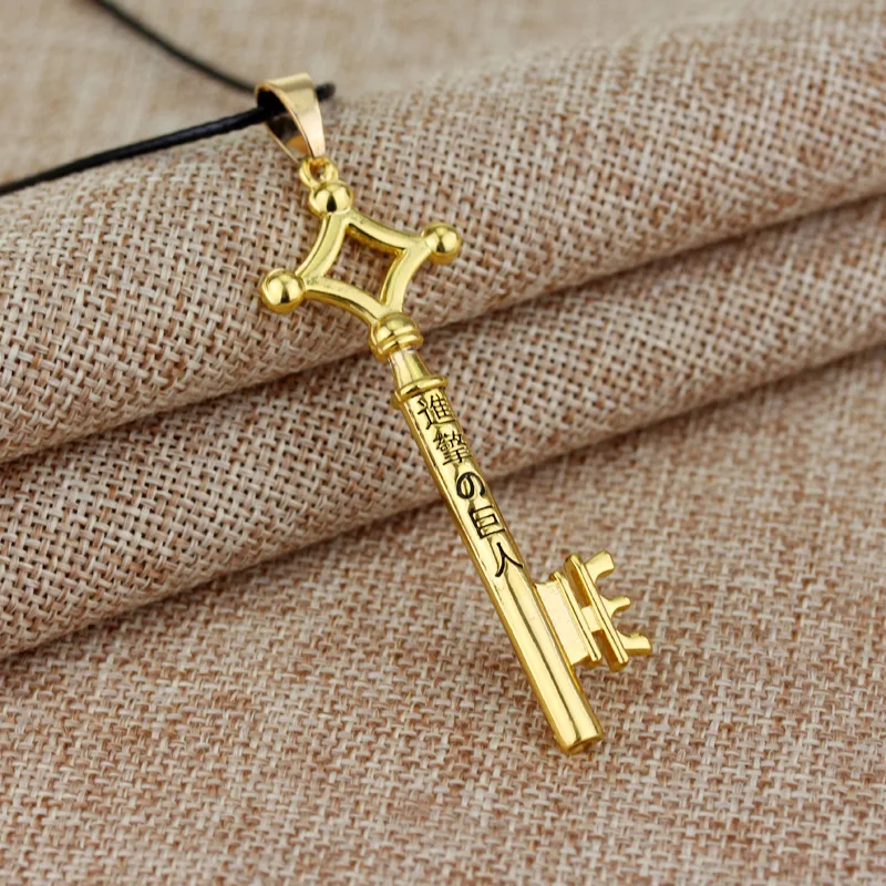 Hot Attack on Titan Metal Key Pendant Necklace Leather Rope Necklace For Women Men Jewelry Accessories Gift