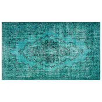 

Handmade Turquoise Vintage Overdyed Turkish Area Rug 178x297 Cm-5'10''X9'9''