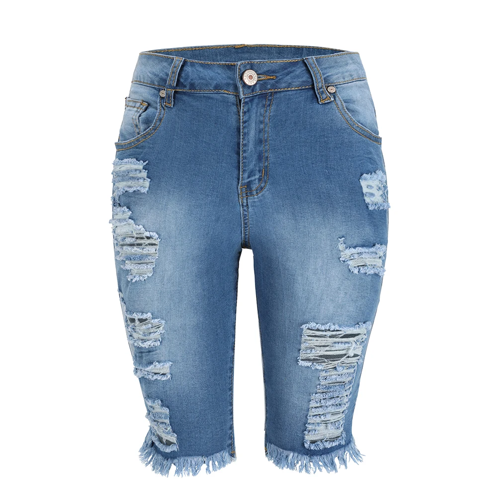 Skinny Jeans Woman Ripped Stretch Knee 