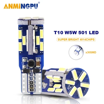 

ANMINGPU 2X Signal Lamp W5W LED T10 194 168 30SMD 4014Chips T10 LED Canbus Clearance Light Reading Interior Light White 12V