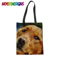 NOISYDESIGNS, женские холщовые сумки, экологичные, золотой ретривер, женская сумка для покупок, для отдыха, пляжа, повседневные сумки, сумка для девочек, Mujer