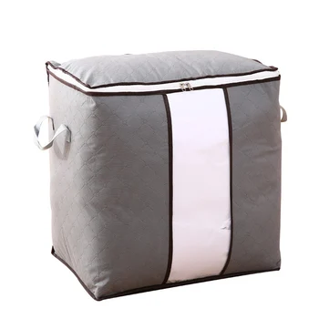 

2PCS Gray Foldable Storage Bag Clothes Blanket Pillow Quilt Closet Sweater Box bags storage bags organizer Wardrobe Helper