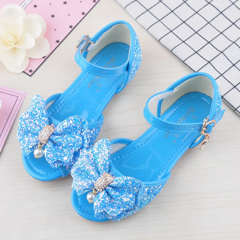 

Girl'S Sandals 2019 Summer New Style Princess Shoes Peep-Toe Fish Mouth Children Flat Purple Pink + Girl Breathable Shoes