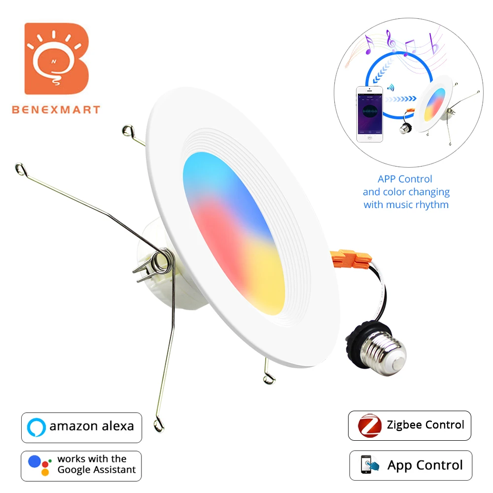 Benexmart Us Zigbee Smart Downlight 6 Inch Rgbcw Ceiling Recessed Light
