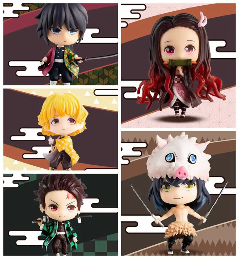 Аниме 8 см убийца демона Kimetsu no Yaiba Agatsuma Zenitsu/Kamado Nezuko/Tomioka Giyuu Q версия ПВХ фигурка