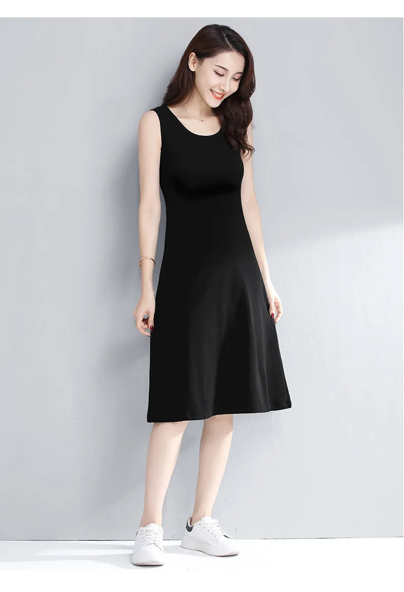 91.2% хлопок, s, m, L XL 2XL 3XL 4XL 5XL, новая длинная Нижняя однотонная майка, жилет, весна, большой размер без рукавов, женская рубашка трапециевидного силуэта