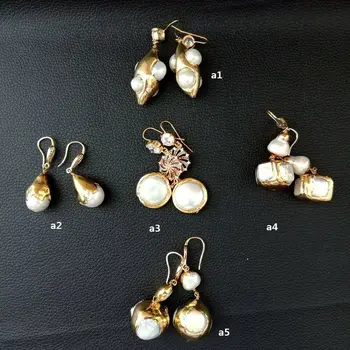 

White Pearl Golden Plated Hook Earrings