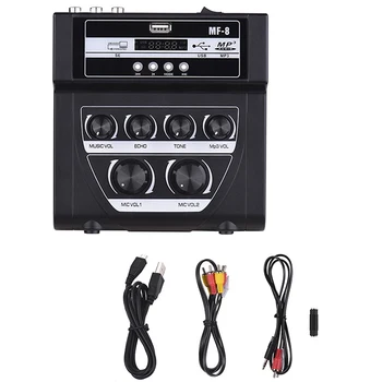 

MF8 Mini Portable Microphone Audio Mixer with USB DJ Sound Mixing Home Amplifier Console for Karaoke(Black,EU Plug)