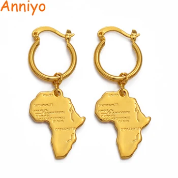 

Anniyo Map of Africa Earrings for Women Girl Ethiopian Nigeria Gold Color Jewelry African Maps Gifts #119406