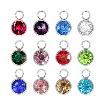 

48 Piece Crystal Birthstone Pendant Band Ring DIY Jewelry Making Necklace Bracelet (12 Colors)