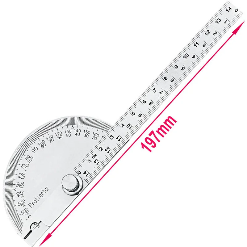 Steel Angle Gauge Protractor Angle Measuring Degree 180 Ruler Z0W9 