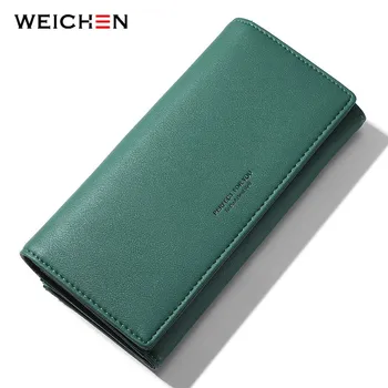 

WEICHEN New Design Zipper Cell Phone Pocket in Back Women Cluth Wallet Many Card Holder Female Wallets Long Purse Carteras Lady