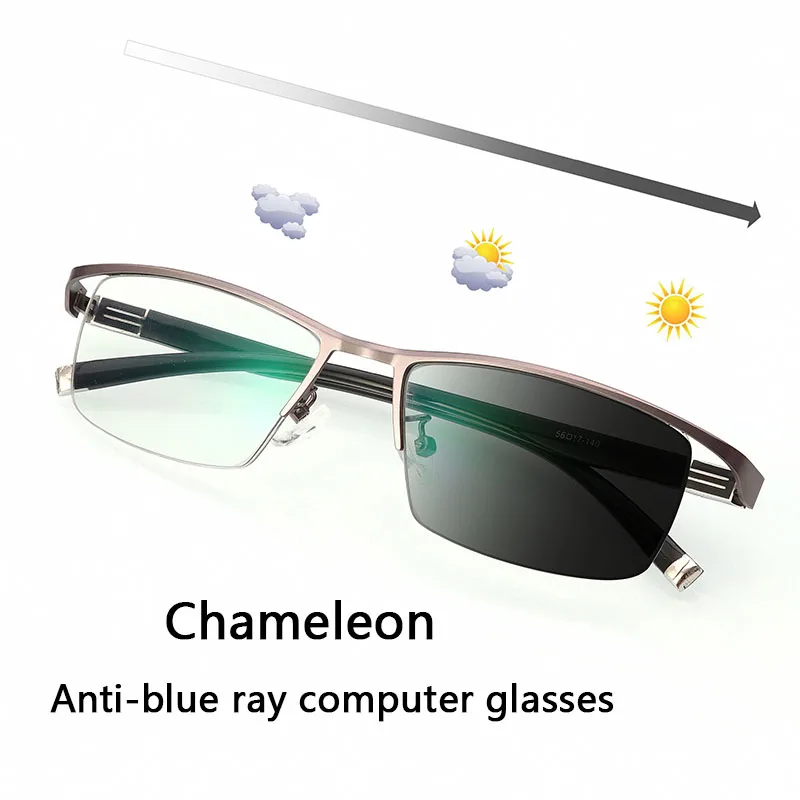 

Photochromic Sunglasses CR-39 Chameleon Lens Light Blocking Computer Glasses Men Women Blu Ray Eyeglasses Anti UV400