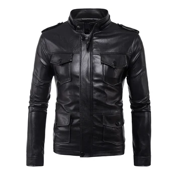 

Herobiker Motorcycle Jackets Men PU Leather Jacket Vintage Retro Zipper Hooded Biker Punk Classical Casual Windproof Moto Jacket