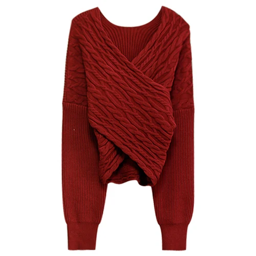 Neploe пуловер с v-образным вырезом, вязаный свитер, женский свитер с длинным рукавом, короткий топ, вязаный джемпер, корейский Однотонный пуловер для женщин 55927 - Цвет: red