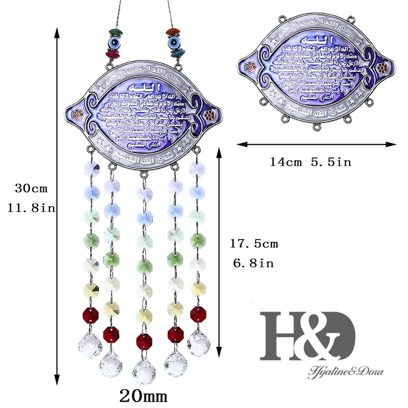 H& D DIY счастливый Хамса турецкий синий сглаза Кристалл Шарм Suncatcher кулон ветер колокольчик амулет дома стены сада висячие украшения