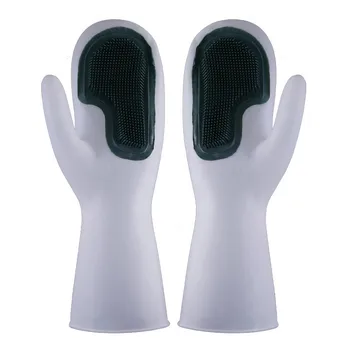 

Silicone Rubber Dish Washing Gloves Scrubber Home Cleaning Scrubbing 1 Pair Kitchen Accessories PR Sale