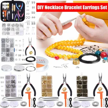 

705-1072PCS DIY Necklace Bracelet Earrings Set Open Jump Ring/Lobster Clasp/Tail Chain/Drop Handmade Jewelry Making Starter Kit