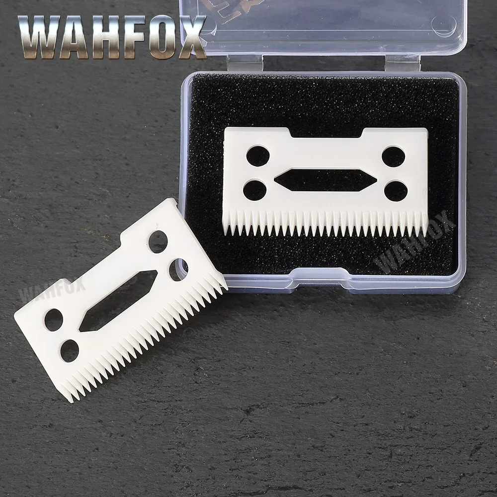 WAHFOX 2PCS/SET Ceramic Movable Blade 2-Hole Ceramic Blade With Box For Cordless Clipper Replaceable Blade