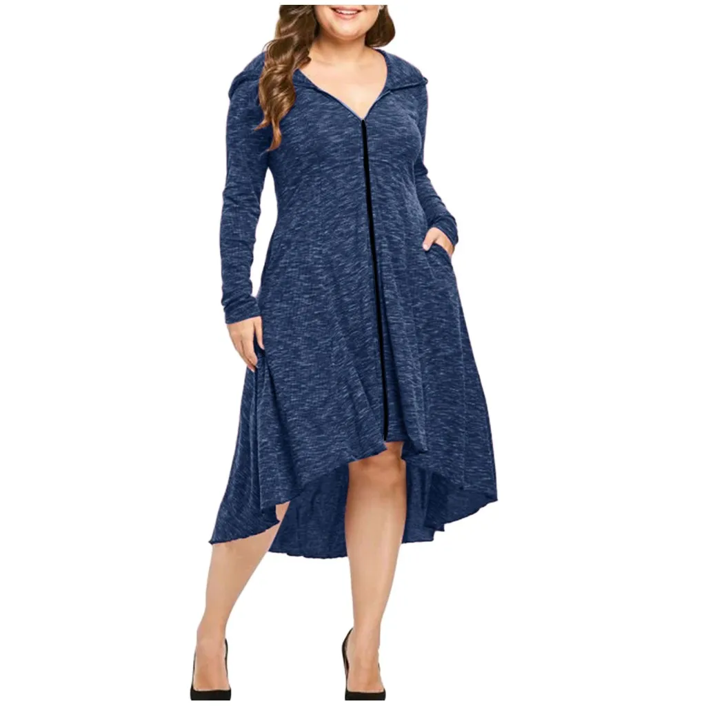 C KLV ropa mujer, пальто размера плюс, повседневное, однотонное, с длинным рукавом, XL-XXXXXL, зимнее, полиэстер, с карманами, на молнии, длинное пальто, Z4 - Цвет: C