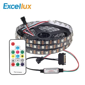 

1Set 1M 60LEDs DC 5V WS2812 2812B LED Strip No waterproof+RF and LED Control For Computer Case SATA Connection DIY Lighting