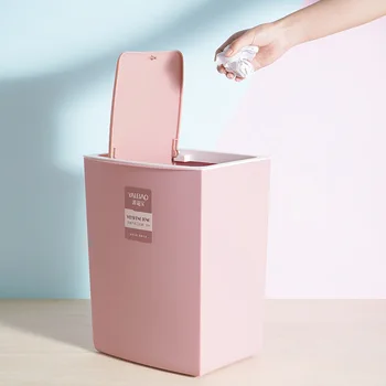 

New 15L Plastic Waste Bin Kitchen Bathroom Corner Trash Bin With Garbage Bag Holder Home Waste Basket Space Saving Recycling Bin