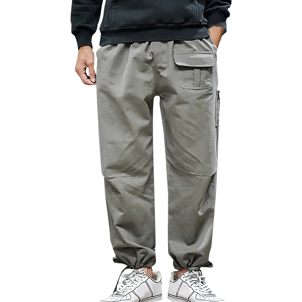 Feitong/мужские черные брюки; pantalones hombre; Осенняя уличная одежда; Простые однотонные повседневные брюки в стиле хип-хоп с карманами