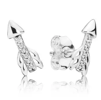 

Authentic 925 Sterling Silver Sparkling Arrow Studs Earrings With Crystal For Women Wedding Gift Europe Fashion Jewelry