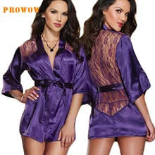 Prowow сексуальное женское белье большой размер, сатиновый кружевной интимное ночное белье халат сексуальное ночное платье Женская эротическая ночная рубашка нижнее белье