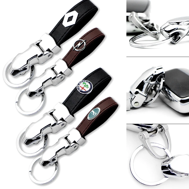 

3D Leopard Car Key Ring Ornaments Metal Leather Auto Keychian for Renault Opel Lada Alfa Fords Toyotas Automobile Key Decoration