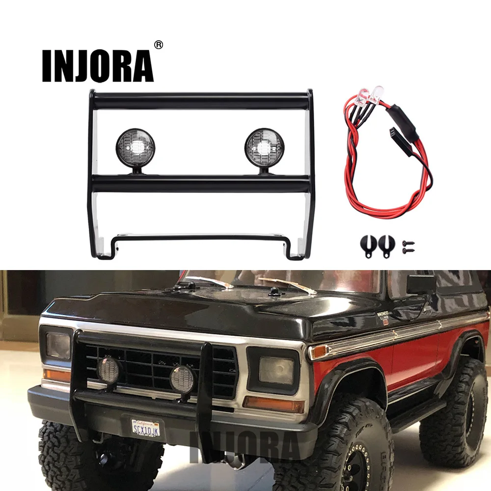 INJORA 2Pcs TRX4 Metal Black LED Headlight Cover Guard Grille for 1/10 RC Crawler Car TRX-4 T4 INJORA 2Pcs TRX4 Metal Black LED Headlight Cover Guard Grille for 1/10 RC Crawler Car TRX-4 T4