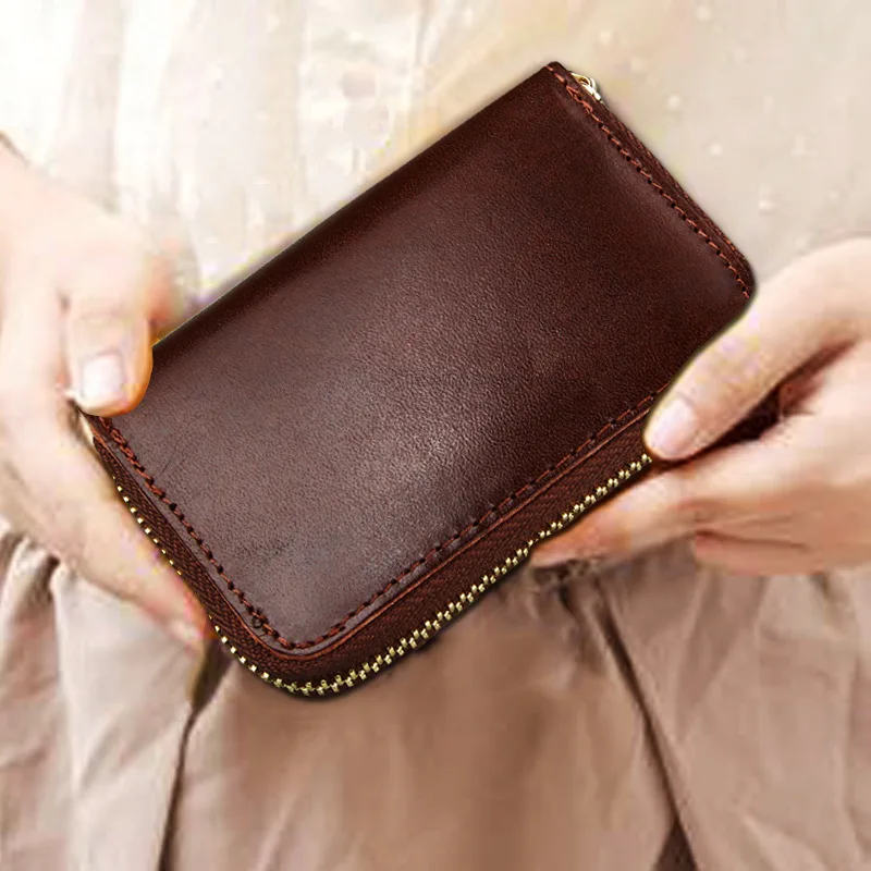 

Imported Leather Organ Wallet Card Bit More Wallet Vegetable Leather Wallet Card Holder Credit Card Wallet