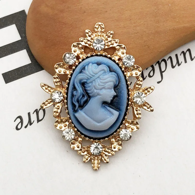 Gold Blue 100 Новинка шт ромб девушка голова Овальный центр Стразы пуговицы для свадебного украшения и DIY аксессуары для волос BD87 - Цвет: Gold Blue