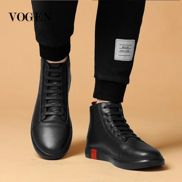 US $21.74 Male Shoes Adult Big Size 46 12 High Top Sneakers Mens Keep Warm In Winter Genuine Leather Designer