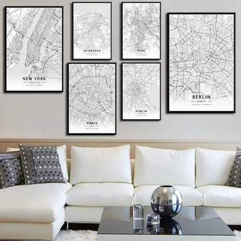 

Modern World Famous City Maps Poster Minimalist Travel World Wall Art Canvas Painting for Living Room Home Cuadros Decoration