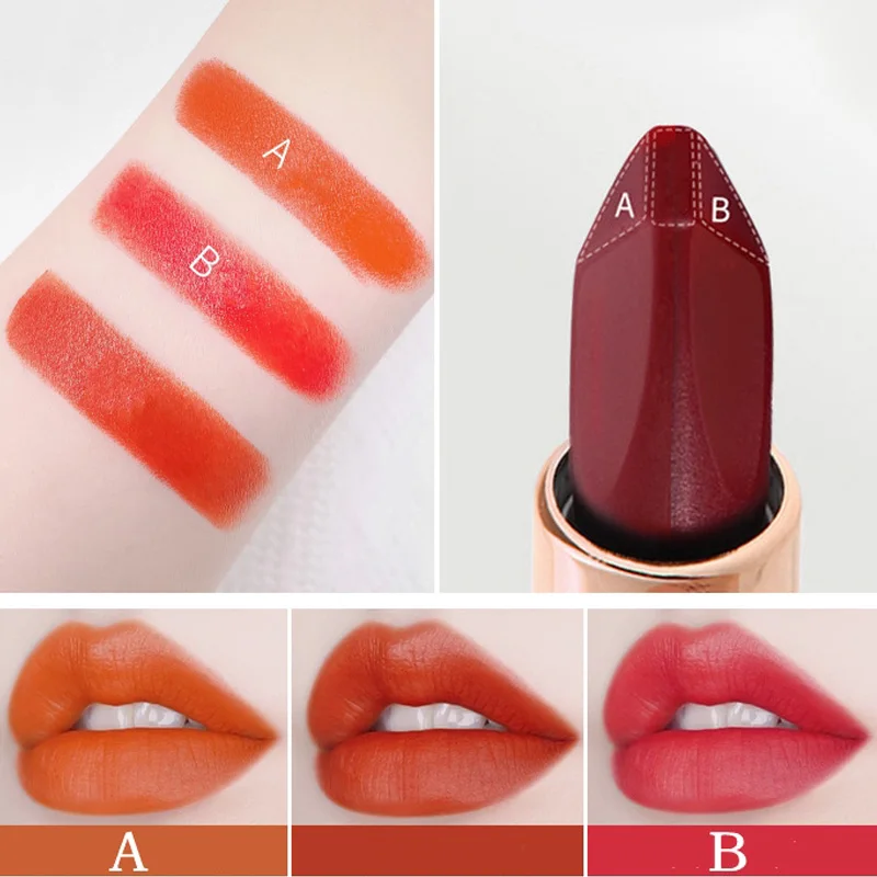 

Six-color dual-tube sexy matte lipstick waterproof and non-sticky cup non-marking moisturizing long-lasting lipstick