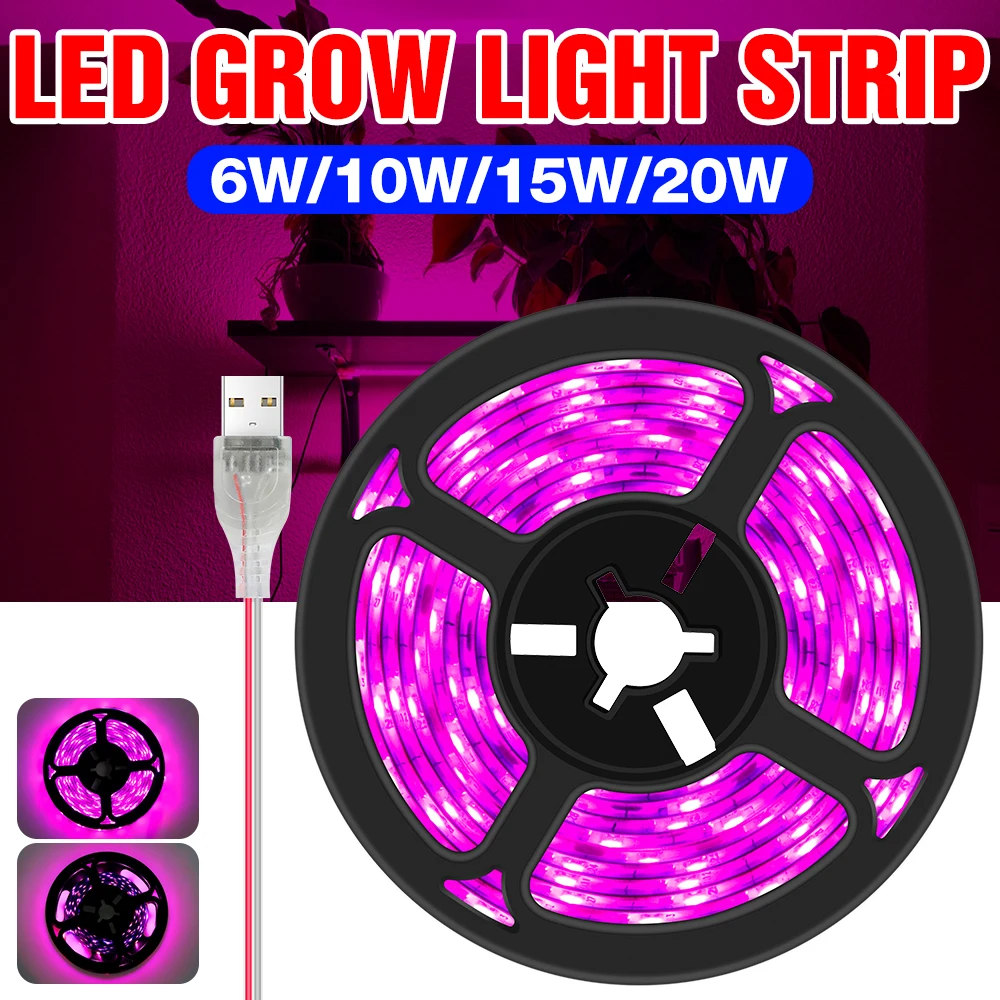 Usb Full Spectrum Led Plant Grow Light 5V Dimmerabile Strip Tape Led Phyto Lamp Hydroponics Impermeabile Fito Led Crescita Di Semi Da Interno