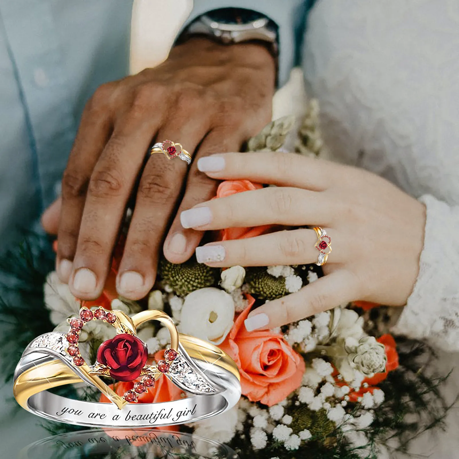 Fashion Flowers Ring Animal Women Wedding Engagement Party Jewelry Size6-10 Female Lovely Romantic#50 | Украшения и аксессуары