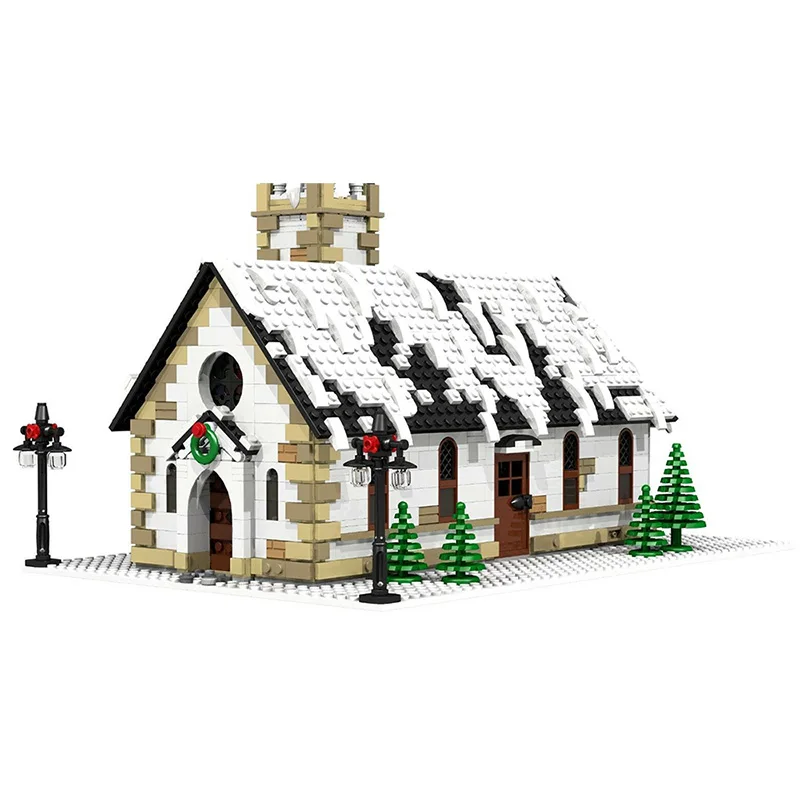 

MOC-6195 Winter Village Church Christmas Building House Theme Model Brick Small Particle Building Block Toy Christmas Gift