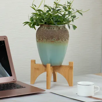 

Office Tabletop Greenery Pot Rack Flower Succulent Bonsai Plant Stand Flower Pot Wooden Planter Holder Modern Home Decor